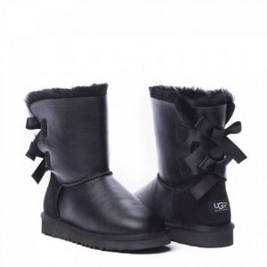 Детские Ugg с лентами металлик Bailey Bow Metallic Black
