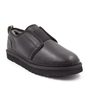 Neumel Pull On Slipper Black Leather