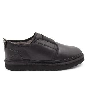 Neumel Pull On Slipper Black Leather