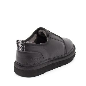 Neumel Pull On Slipper Black Leather