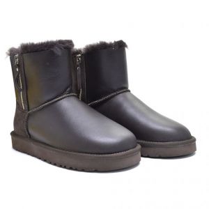 Double Zip Mini Metallic Chocolate