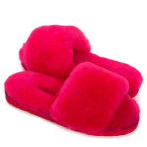 Ugg Fluff Slide Slippers Rose Red